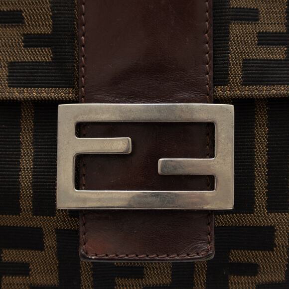 VTG FENDI FF Zucca Monogram Canvas Mama Baguette Shoulder Flap Bag in Brown - Picture 7 of 14